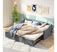 Canapé-lit de 200 cm de large, canapé-lit escamotable, lit avec armoire, lit Murphy 90/180 x 200 cm, lit rembourré convertible avec sommier, lit double, tissu velours, sans matelas (Gris 02)