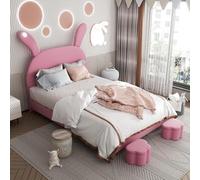 Canapé-lit deux places - Mobilier pour chambre d'enfant - Mobilier de chambre à coucher - Avec bancs de rangement - 140 x 200 cm - Couleur rose