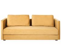 Canapé Lit en Velours Jaune avec Rangement 3 Places Coussins Déhoussables Eksjo
