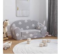 Canapé-lit enfant 2 places - vidaXL - Gris clair avec étoiles - Peluche douce - 84x(34-90)x45 cm - Housse amovible