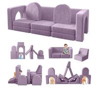 Canapé Lit Enfant Convertible 13 Modules, Futon Pliable pour Chambre et Salle de Jeux (Myrtille))