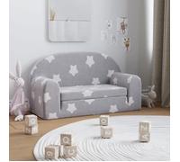 Canapé-lit enfant - vidaXL - 2 places - Gris clair avec étoiles - Peluche douce - 84x(34-90)x45 cm - Housse amovible