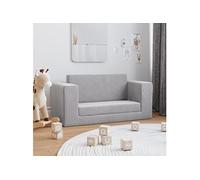 vidaXL Canapé-lit enfants 2 places gris clair peluche douce