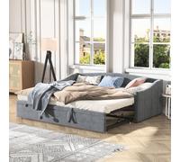 Canapé-lit extensible 2 places 90/180x200cm, lit gigogne avec sommier à lattes, canapé-lit 2 personnes extensible, lit pliant, fonction couchage, velours, matelas non inclus (gris) À propos de cet art