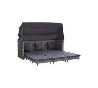 vidaXL Canapé-lit extensible 3 places avec toit Poly rotin Gris