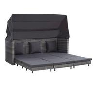 vidaXL Canapé-lit extensible 3 places avec toit Poly rotin Gris