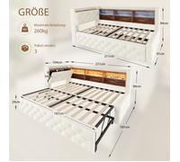 Canapé-lit extensible 90x190 cm - Velours beige - Format 90x190 cm - Canapé 3-en-1 convertible en lit