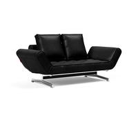 Canapé-lit Ghia tissu avec cuir pieds acier chromé frame black steel