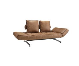 Canapé-lit Ghia tissu avec cuir pieds acier chromé frame black steel