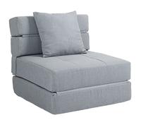HOMCOM Fauteuil convertible 1 place fauteuil lit chauffeuse 1 place - coussin déhoussable inclus - chaise de sol pour invités, salon, charge 120 kg, gris clair