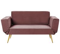 Canapé-lit Moderne Accoudoirs Réglables en Velours Rose Saarela