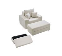 VEVOR Canapé Lit Modulaire avec Rangement 1115 mm, Divan en Velours Côtelé, Fauteuil Convertible avec Coussins et Poche Latérale, Méridienne Profonde pour Salon, Chambre à Coucher, Bureau, Beige