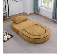 Canapé-lit pliable 1 place AESVAR, matelas de sol convertible sans montage avec accoudoirs amovibles, jaune