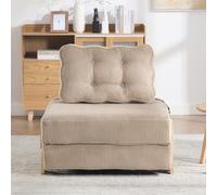 Canapé-lit Pliable 1 Place en Velours côtelé, Fauteuil Convertible avec Pieds en Bois, canapé scandinave Compact, pour Petit Espace, Salon et Chambre, Kaki