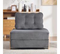 Canapé-lit Pliable 1 Place en Velours côtelé, Fauteuil Convertible avec Pieds en Bois, canapé scandinave Compact, pour Petit Espace, Salon et Chambre, Gris foncé