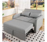 Canapé-lit pliable - 127 x 180 cm - Dossier réglable - Couchage quotidien - Gris