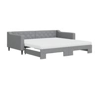 Canapé-lit pliable 2 en 1 gris clair - Chaise longue quotidienne avec 2 matelas en mousse 100 x 200 cm, structure en bois et métal, idéal pour les invités et les petits espaces, design moderne