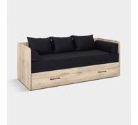 Canapé-lit pliable avec tiroir et coussins noirs 80-160x200 Tetrix
