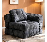 Canapé-lit pliable convertible avec oreiller, matelas & support dorsal, fauteuil-lit portable confortable salon chambre Gris clair