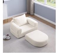 Canapé-lit pliable - Convertible en lit - Tissu chenille - Dimensions 101x90x21 cm - Poids 12.4 kg - Beige