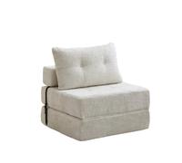 Canapé-lit pliant 79/79/57 cm beige en chenille avec coussins de soutien
