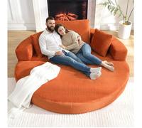 Canapé-lit pliant autoportant lit ovale avec coussin sofa modulaire housse velours côtelé 173 x 176 cm