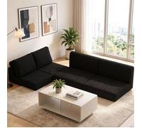 Canapé-lit Pliant Convertible Fauteuil-lit Mousse Mémoire Forme Soutien Dorsal Futon Portable Noir