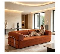 Canapé Lit Pliant Sous Vide Fauteuil Compressé,Canape Modulable Interieur | Velours Côtelé Avec Cadre Métal,Matelas De Sol 3 Places,Housse Lavable(Caramel,150cm/59.1inch)