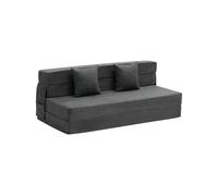 VEVOR Canapé-lit pliant 3 en 1, fauteuil-lit convertible pliable, 2 oreillers et housse lavable, canapé-lit futon en mousse à mémoire de forme, pour salon, chambre, gris foncé, 206 x 154,5 cm (Queen)