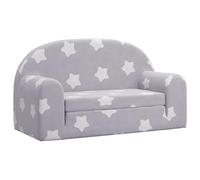 Canapé-lit pour enfant 2 places gris clair avec étoiles en peluche douce 84 x 90 x 45 cm avec housse amovible pour chambre d'enfant, jouer, dormir, espace de rangement et confort