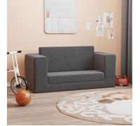 vidaXL Canapé-lit pour enfants 2 places anthracite en peluche douce