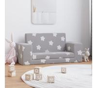 vidaXL Canapé-lit pour Enfants Gris Clair avec étoiles Peluche Douce, Mini-canapé, Mini canapé lit, siège pour Enfants, canapé pour Enfants
