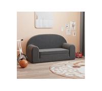 vidaXL Canapé-lit pour Enfants 2 Places, Lit de Jour avec Dossier et Accoudoirs, Lit d'Invité pour Tout-Petits Chambre Salon, Anthracite Peluche Douce