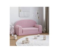 vidaXL Canapé-lit pour Enfants 2 Places Rose Peluche Douce