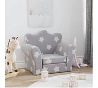 Canapé-lit pour enfants - vidaXL - Gris clair avec étoiles - Peluche douce - 54x(34-90)x45 cm - Housse amovible