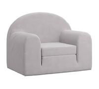 Canapé-lit pour enfants - vidaXL - Gris clair - Peluche douce - 52x34x40 cm - Housse amovible - Design 2 en 1