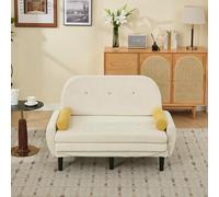 Canapé-lit pour salon, espace de rangement, dossier réglable, ivoire | Utilisable comme canapé, fauteuil lounge ou lit ; cadre en métal et rembourrage en mousse ; démontable pour déménagement et