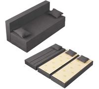 Canapé Lit TreTris Convertible Modulable Réversible 3 places - Tissu dehoussable et lavable Couleur Gris
