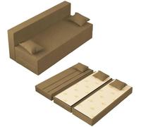 Canapé Lit TreTris Convertible Modulable Réversible 3 places - Tissu dehoussable et lavable Couleur Or