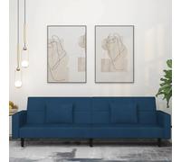 vidaXL Canapé-lit à 2 places avec deux oreillers bleu velours Multicolore G