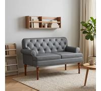 vidaXL Canapé Love Seat avec capitonnage en Boutons Gris Simili Cuir