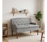 vidaXL Canapé Love Seat avec capitonnage en Boutons Jaune Clair, Canapé 2 Places rembourré, accoudoirs et Dossier de Soutien, Assise en Velours, Pieds tournés
