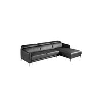 Canapé méridienne en cuir et acier noir 6041C, 283 x 174 x 75/94 cm. -