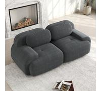 Canapé moderne en corduroy Loveseat Modulaire 2 places pour salon avec accoudoirs incurvés, sans montage - Fond antidérapant, rembourrage haute élasticité (Gris, 2 places)