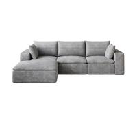 Canapé modulable 260 cm gris en tissu avec soutien intégral en mousse
