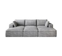 Canapé modulable 260 cm gris en tissu avec soutien intégral en mousse