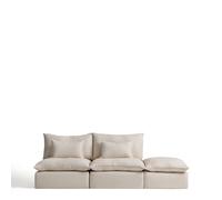 Canapé modulable 3 places Anarela avec housse amovible et embouts en lin et viscose