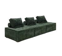 Canapé modulable 3 places en tissu avec coussins vert L 255 cm Tiby Oviala