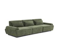 Canapé modulable 3 places en tissu dossier ajustable 303 cm vert - Callisto