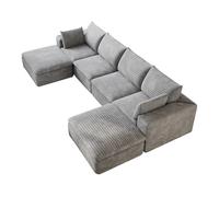 Canapé modulable 340 cm gris en tissu avec soutien intégral en mousse